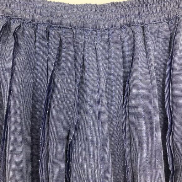 Olive + Oak Blue Raw Edge Cut Pleated Circle Skater Mini Skirt - Picture 8 of 11